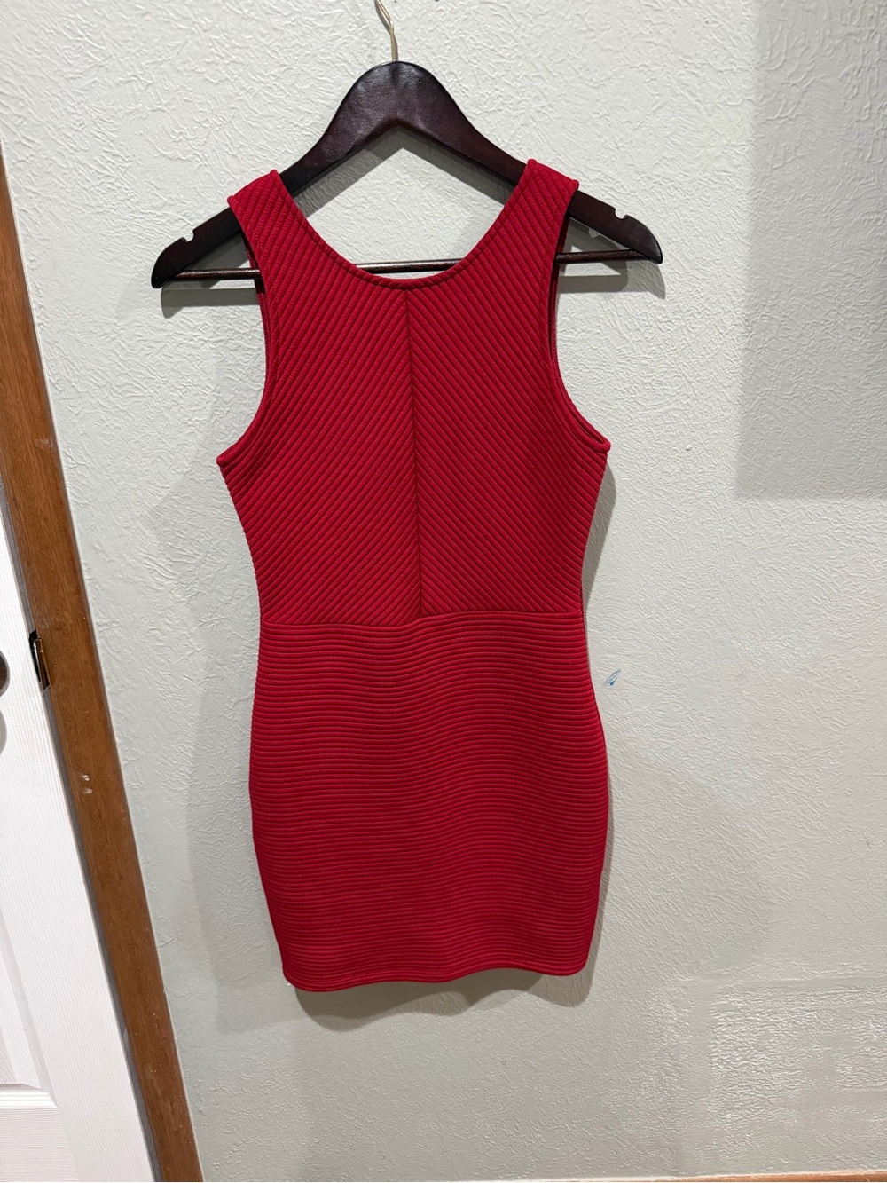 Everly Red Ribbed Sleeveless Mini Dress